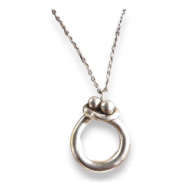 unknown Jewelry - Vintage handmade sterling silver “couples embrace” necklace